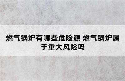 燃气锅炉有哪些危险源 燃气锅炉属于重大风险吗